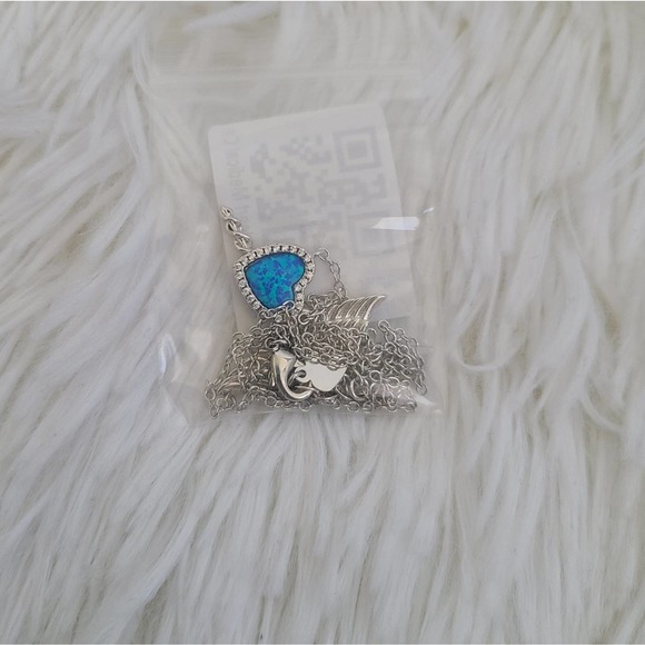 Opal Heart Caduceus Necklace NWT - Picture 2 of 4